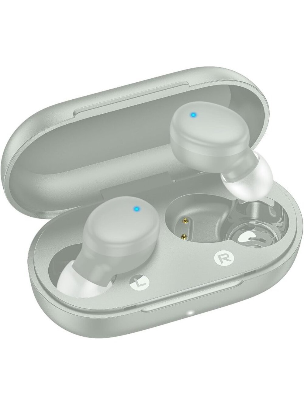 Wireless Silver Earbuds Bluetooth 5.3 Deep Bass Sound Built in Mics Clear Calls